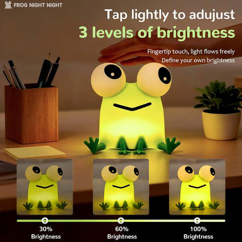 DAMELYN Dimmable Frog Night Light for Kids, Silicone Night Light for Nursery,Frog Lamp Suitable for Boys and Girls Room