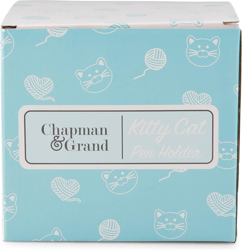 Chapman and Grand Relaxing Kitty Cat Pen Holder (White/Turquoise), Patent Pending Design