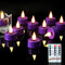 Amagic Flameless Purple Timer Remote Tealights Candles, 3D Black Wick Flickering Tea