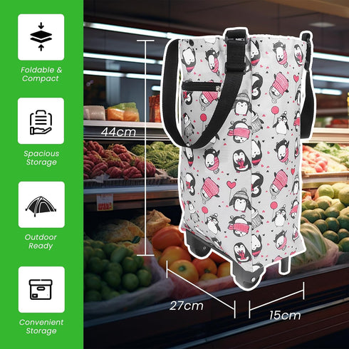 5KG 44x26x14cm Load Household Shopping Cart, Foldable Grocery Bag, Portable Utility Shopping Cart, Waterproof Camping