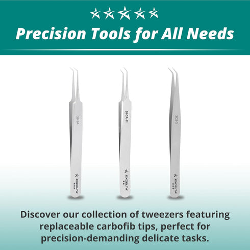 Excelta Tweezers - Anti-Magnetic Stainless Steel, Tapered Ultra-Fine Points for Microscopy Work