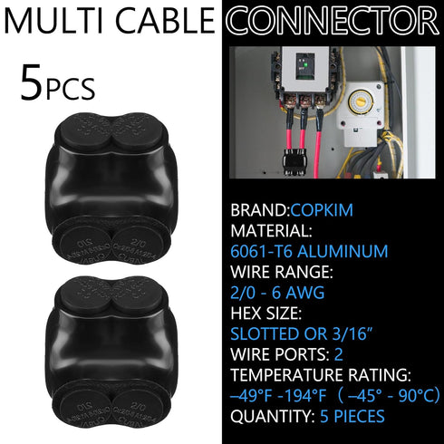 Insulated Wire Connectors, Multi Splice Dual Entry Electrical Power Connector, 2 Port Wire Connectors (5 Pcs)