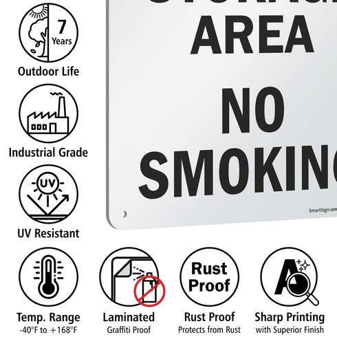 SmartSign U9-2344-NA_10x14 "Danger - Propane Storage Area, No Smoking" Sign | 10" x 14" Aluminum Black/Red on White
