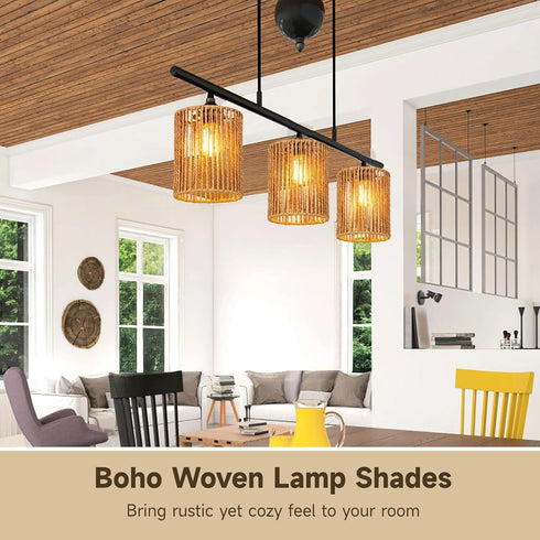 Toyosport 6 4.7 4.7 5.9 Pcs Paper Rope Lamp Shades, Rattan Lamp Shade, Boho Pendant Light Shade, Woven Lampshade