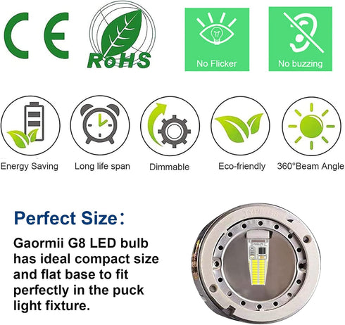 G8 LED Bulb Dimmable 3W T4 JCD Type Bi-Pin Base Daylight White 6000K 120V, 6 Pack