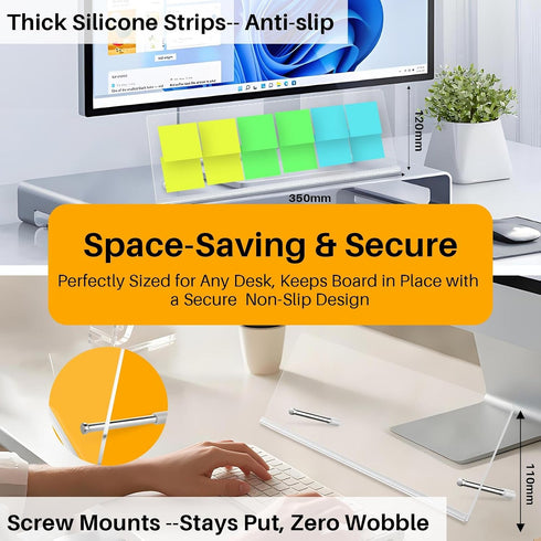Yncotte 14"x5", Monitor Memo Board Holder Office Organization Memo Holders for Computer Sticky Note Holder