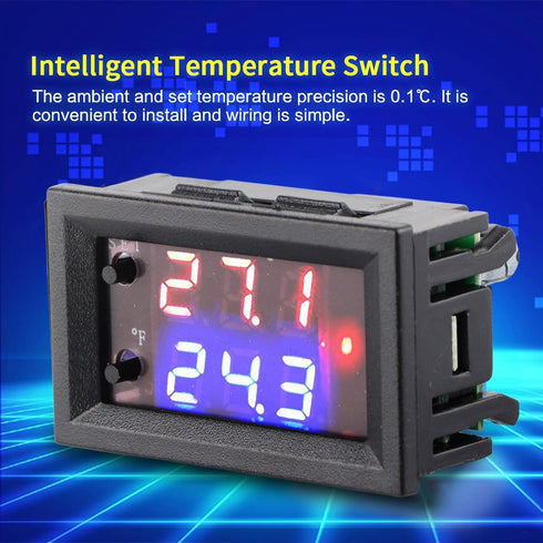 DC 12V Digital Display Temperature Controller Programmable Adjustable Thermostat Control Switch with NTC Sensor