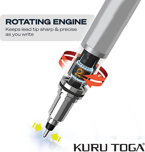 uni-ball Kuru Toga Mechanical Pencil with 0.7 mm Lead Refills & Erasers, HB #2