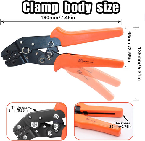 Crimping Pliers Wire Terminal Crimper, Ratcheting Electrical Crimper Tool, 26-16AWG