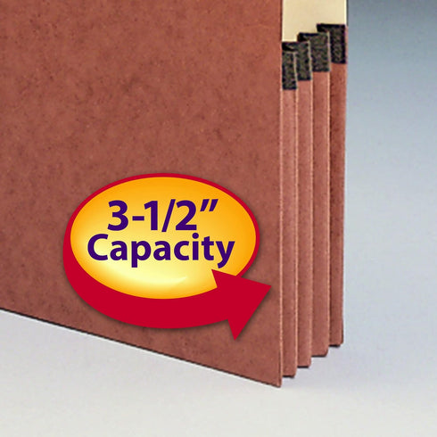 Smead End Tab File Pocket, Letter Size, Redrope with Manila Liner, 10 per Box, 3-1/2" Expansion, 4" Top Tab (SMD73624)