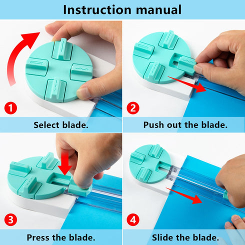 Paper Trimmer Craft Paper Cutter, 4 Style Multi-Function Scrapbooking Tool with Dial Blades for Cutting Paper, Coupons,