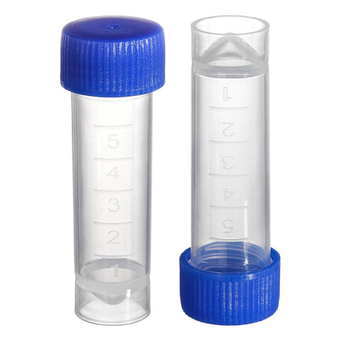 ZENFUN Set of 100 Plastic Test Tubes with Lids, 5 ml Graduated Shot Tubes for Liquid, Potions, Laboratory