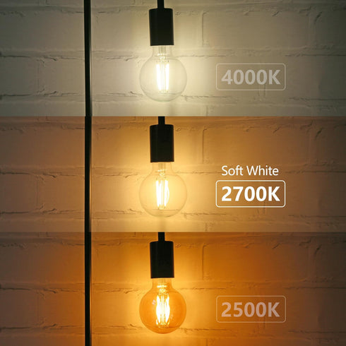 G25 LED Edison Vanity Globe Light Bulbs, 6W Equivalent to 60W, G80 Dimmable, 700LM, E26 Medium Base, 6 Pack