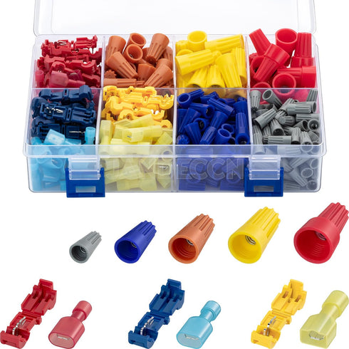 280pcs Electrical Wire Connector Twist Caps, Screw Nuts + 120pcs T-Tap Wire Connectors Kits