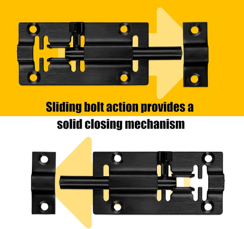 LXUEJIE 2 Pack 12 Barrel Bolt Lock, Slide Bolt Latch Lock, Door Latch Lock Slide Bolt Heavy Duty Security Sliding Latch