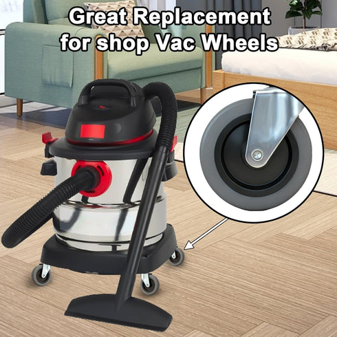 4 Inches Wheels,7/16-Inch 4 Pack Stem Caster Stem Diameter Swivel Rubber Casters,Heavy Duty TPR Replacement Wheels