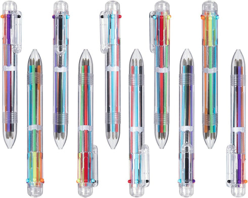 favide 22 Pack 0.5mm 6-in-1 Multicolor Ballpoint Pens, Retractable for Office School Supplies, Kids Party Favors