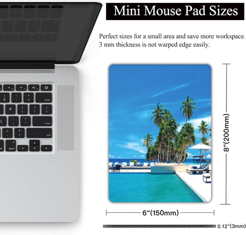 Small Mouse Pad – Mini 6 x 8 Inch Non-Slip Rubber Base for Laptops, Washable & Portable (Seaside Vacation Scenery)