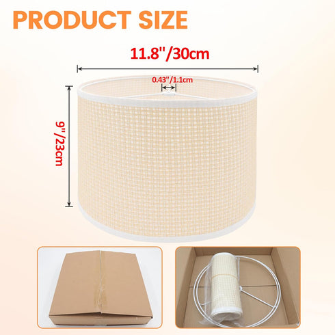 13" 13" 10" Antrader Lamp Shade Beige Rattan Lampshades for Table & Floor Lamp, Top x Bottom x High Lampshade