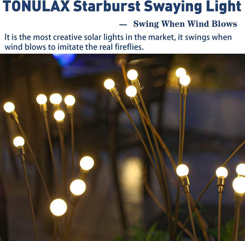 TONULAX Solar Garden Lights, Upgraded Swaying Light, Solar Outdoor Decoration for Yard and Patio (2 Pack)