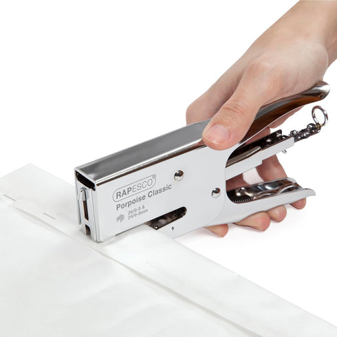 Rapesco R81000A3 Porpoise Classic Stapling Plier, 45 Sheet Capacity, All Metal, Chrome