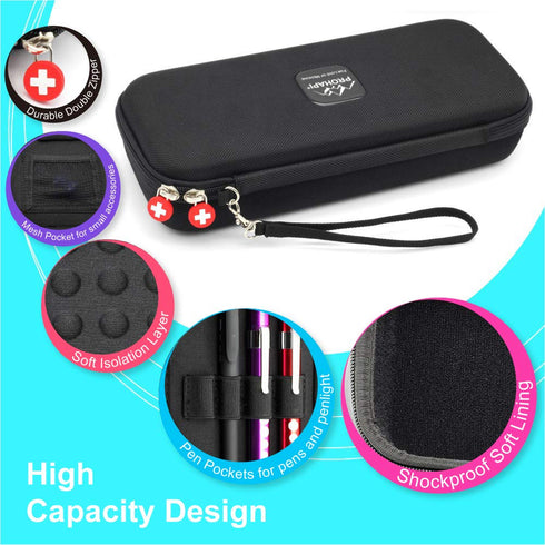 Hard Stethoscope Case, Large Carrying Case with ID Slot, Compatible with 3M Littmann/ADC/Omron/MDF, Black