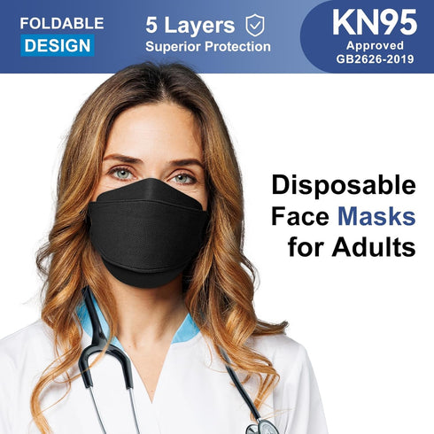 KN95 100 Pack 5 KN95 KN95 Face Mask Disposable Adults - Layer Protection Adjustable Mask Breathable Comfortable