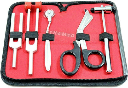 5 Piece Student Diagnostic Kit: Reflex Neurological Buck Hammer, Tuning Fork Set C 128 and C 512, Wartenberg Pinwheel