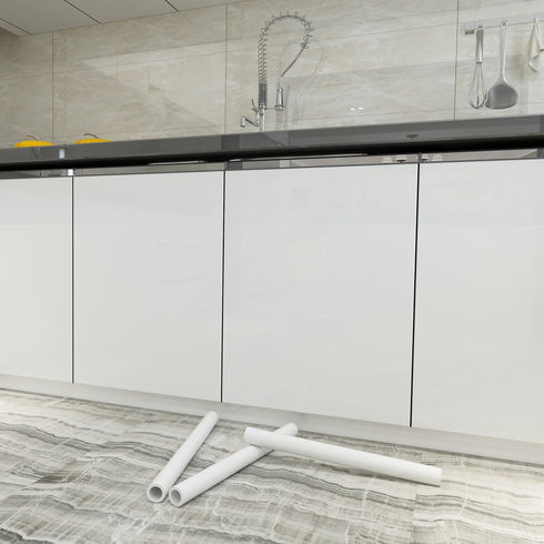 Glossy White Peel and Stick Wallpaper, Waterproof Self Adhesive Contact Paper 15.8" x 197" for Cabinet and Countertop