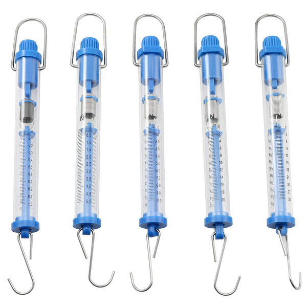 Spring Scale TAODAN, 5PCS 5 Sizes Scientific Plastic Transparent Tubular Spring Balance, Hanging Tube Spring Scale
