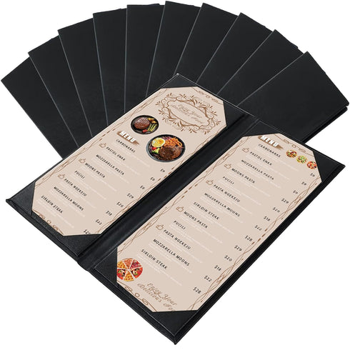 Restaurant Menu Covers Holders 4.25" x 11" | Pack of 10 Synthetic