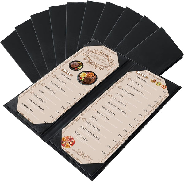 Restaurant Menu Covers Holders 4.25" x 11" | Pack of 10 Synthetic