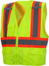 Pyramex Hi-Vis Lime RCZ2410L Vest with Contrasting Reflective Tape, Size Large