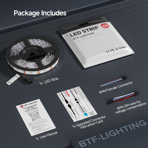 WS2815 WS2812B) Listed,16.4FT 150 Addressable,5050SMD,3M Tape,DC12V IP30(No BTF-LIGHTING (Upgraded LED Strip Light,UL