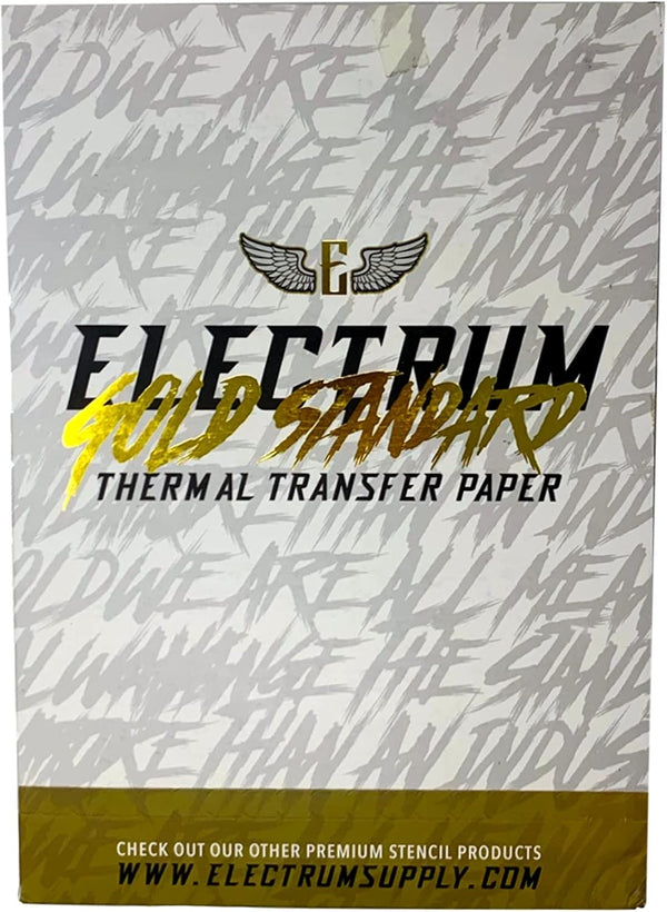 Electrum Gold Standard Thermal Transfer Paper, 100 Sheets for Thermal Printers, Premium Tattoo Stencil Paper