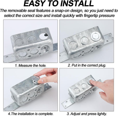 12 Pcs Knockout Seal Electrical Box Knockout Plugs, Round Steel Removable Seal for Closure of Unused Box Outlets