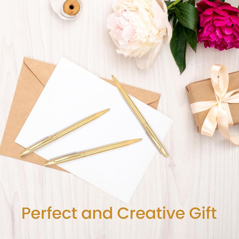 Cambond Gold Ballpoint Pens, 1.0mm Medium Point for Wedding Guest Book, Smooth Writing with 3 Extra Refills