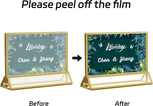 8 Pack 7x5 Acrylic Sign Holders Golden Border Wedding Table Number Frames Double Sided Table Menu Stands