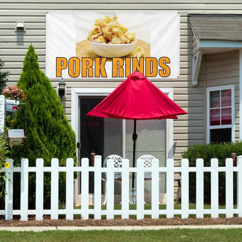 Fastasticdeals 4 Grommets 24x36Inches Vinyl Banner Multiple Sizes Pork Rinds A Outdoor Advertising Printing Restaurant