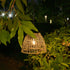 Bulb Outdoor Solar Hanging Lantern, Natural Seaweed Rattan Bamboo Hand-Woven Pendent Chandelier Light Edison Design