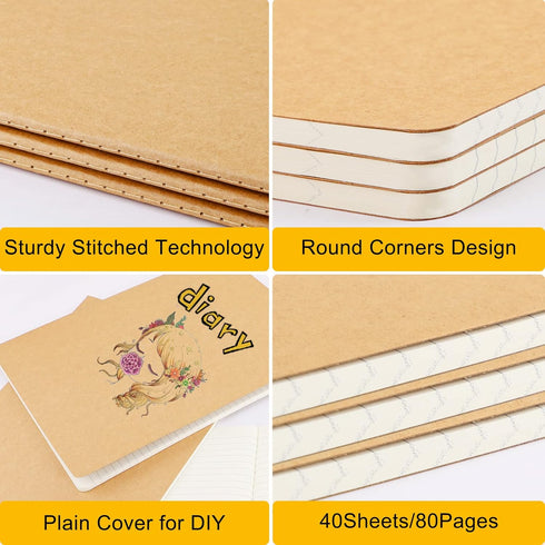 EUSOAR College Ruled Notebooks, 3 Pack A4 11" x 8-1/2", 40 Sheets/80 Pages, 100gsm Thick Paper, Bulk Journal for School