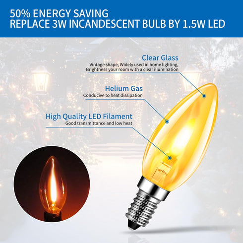 Bulbs 1.5W=3W, NonDimmable 1800K Bulbs Bulb E12 c35e12(2pack)) ANWIO Flicker Flame Light Flame Tip Warm Light Orange
