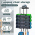 mekueeex 4 Camping Chair Wall Storage for Garage, Metal Camping Chair Storage Rack Wall Holder, Floating Shelf, Hooks