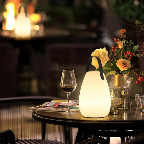IP44 uuffoo Rechargeable Portable Table Lamp, Cordless RGB Lantern with Remote, Decorative LED Night Light, Waterproof