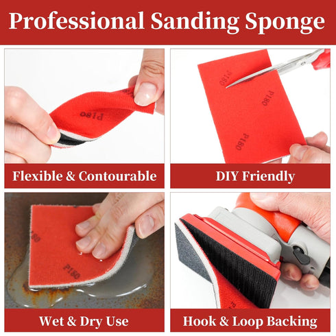 EAFBAO 50 180-3000 PCS Sanding Sponge Assortment, Grit Sandpaper Assortment, Hook & Loop Sanding Block for Wood, Metal