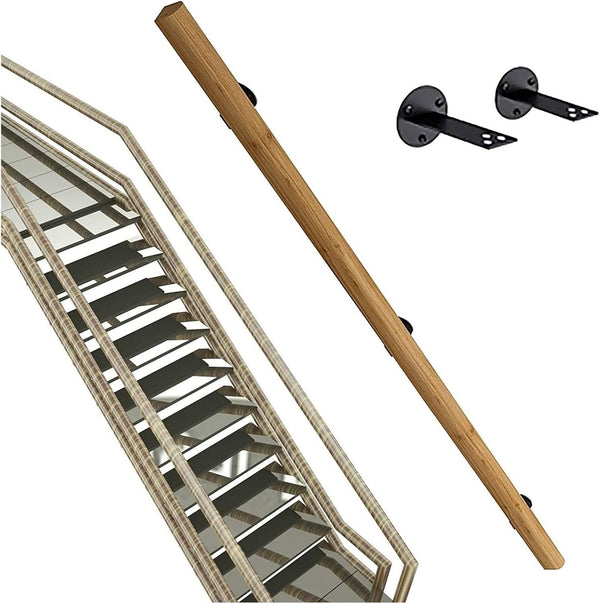 ALDEPO Grab Bars Handrails Wooden - 1Ft-20Ft Complete Kit, Professional Corridor Non-Slip Stair