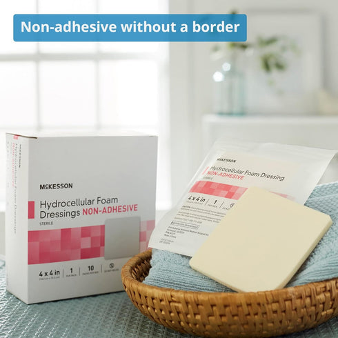 McKesson Hydrocellular Foam Dressings, Sterile, Non-Adhesive, 4 in x 4 in, 10 Count, 1 Pack