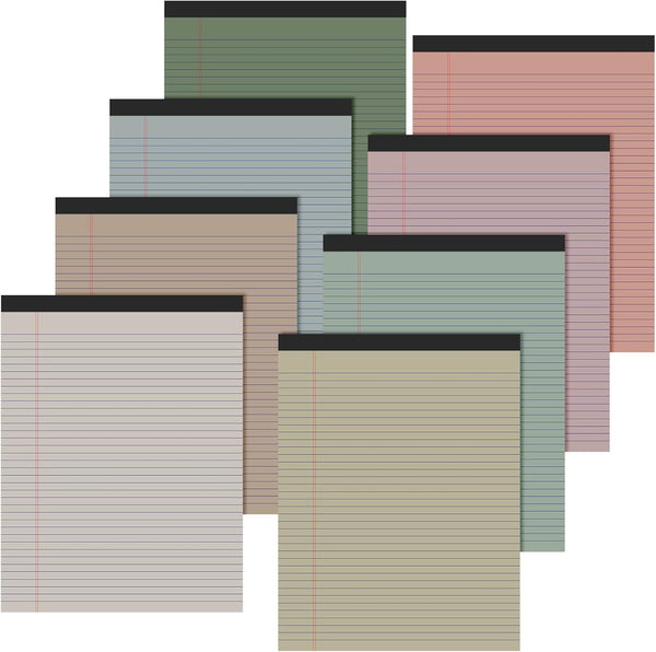Fuutreo 8 Pcs 8.5'' x 11'' Narrow Ruled Colored Legal Pad Writing Pads, 50 Sheets Per Notepad, Perforated Note Pads for