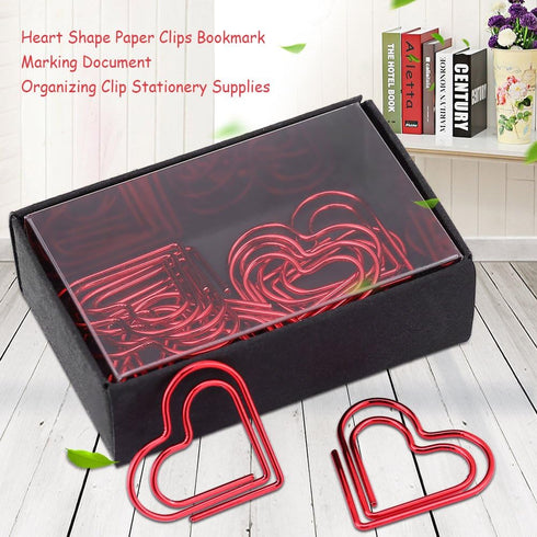 Heart Paper Clips Small Paperclips Creative Cute Paper Clips for Paper Non Skid Usualy for Office School Book Notebook Document Organizing and so on (12 Pieces - Red) by Eboxer