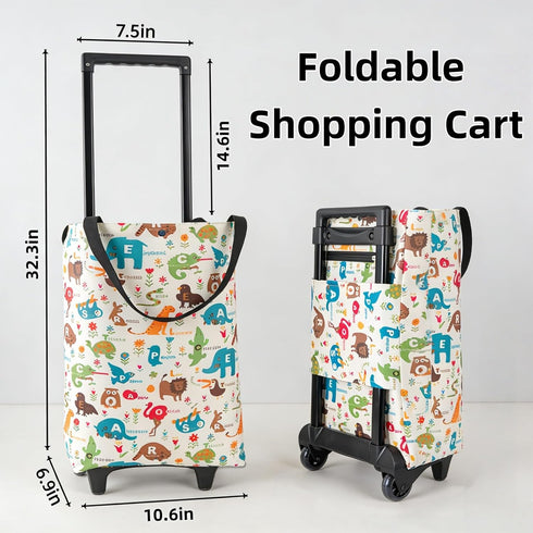YORJLBK Portable Shopping cart Foldable with Wheels,Folding Shopping Cart Tote Bag Trolley Grocery Carts for Outdoors